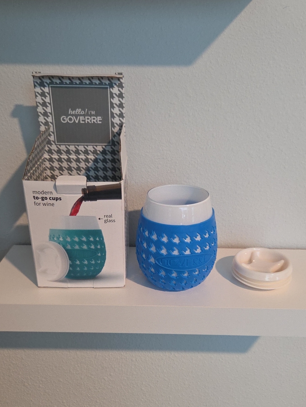 Blue Silicone-Sleeved To-Go Wine Cup